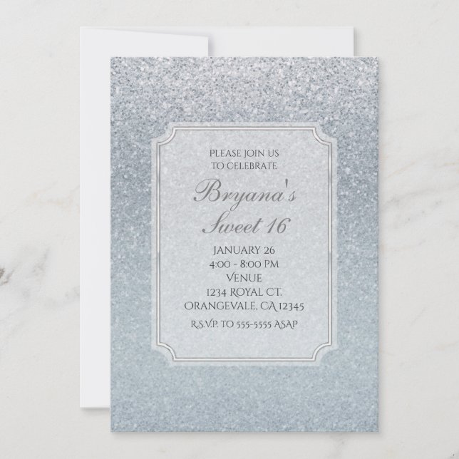 Fairy Tale Silver Glitter Sparkle Party Invitation (Front)