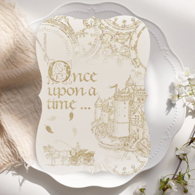 Fairy Tale Theme Castle Carriage Gold Glitter Invitation (Creator Uploaded)