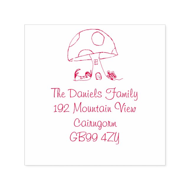 Fairy Tale Toadstool House Address Self-inking Stamp (Design)