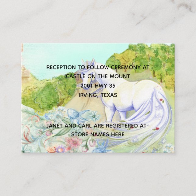 Fairy Tale Unicorn Wedding Information Card (Front)