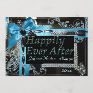 Fairy Tale Wedding- Light blue, black and silver Invitation