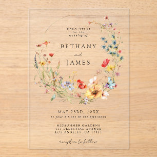 Fairy Tale Wildflower Wedding Acrylic Invitations
