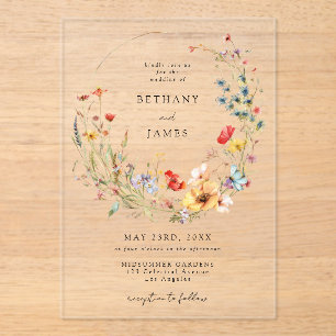 Fairy Tale Wildflower Wedding Acrylic Invitations