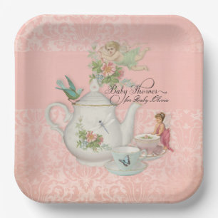 Fairy Tea Party Baby Shower Decor Personalised Paper Plate