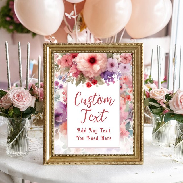 Fairy Theme Garden Birthday Party Custom Text Sign (Custom Text  Fairy Themed Birthday Sign)