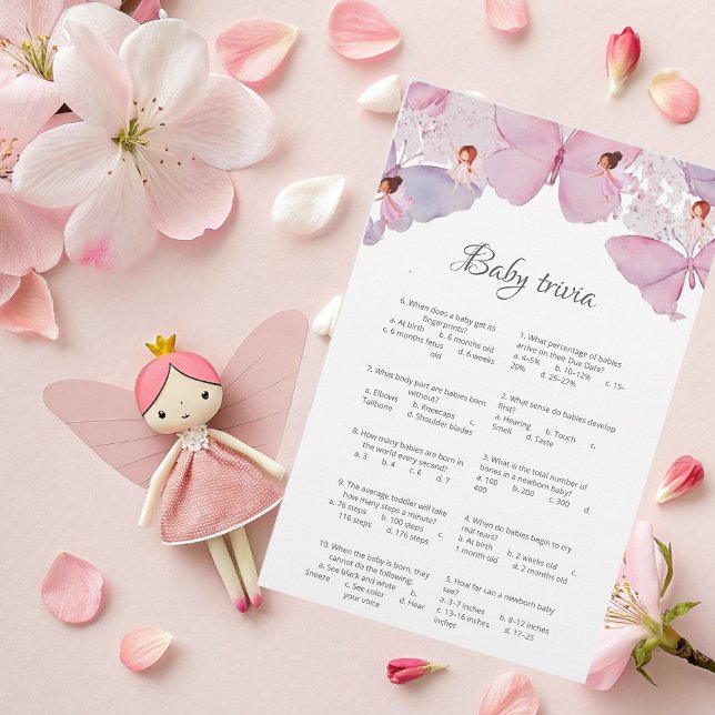 Fairy-Themed Baby Shower Trivia Game Card (Creator Uploaded)