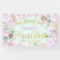 Fairy themed, girl 2nd birthday party backdrop ban