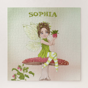 Fairy Toadstool Dark Hair Cute Personal Jigsaw Puzzle