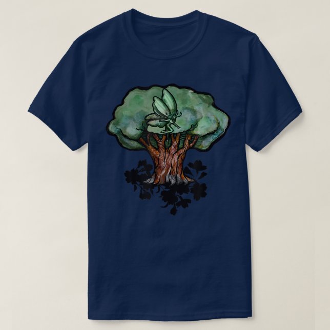 Fairy Tree Art green nature lovers fairies druid d T-Shirt (Design Front)