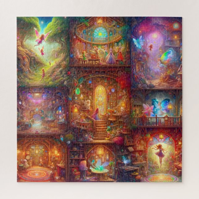 Fairy Treehouse Realm Magical Fae Forest Abode Jigsaw Puzzle (Vertical)