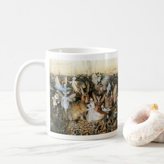 Fairy Twilight by John Anster Fitzgerald Coffee Mug (With Donut)