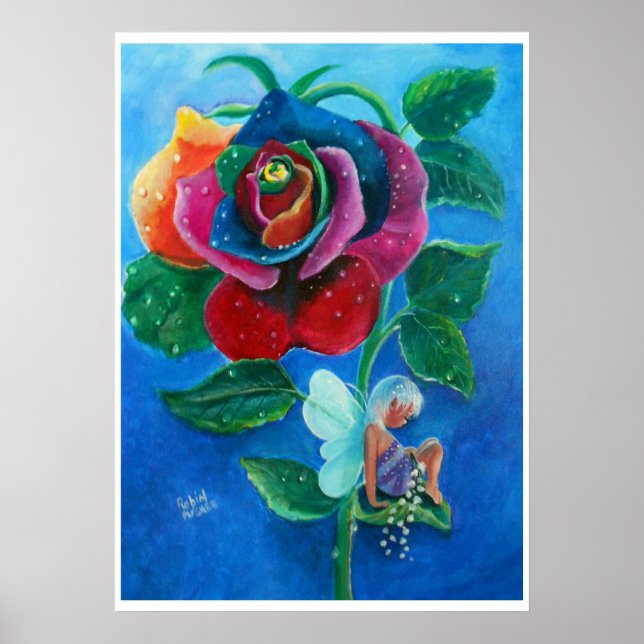 Fairy under a Holland Rose Poster (Front)