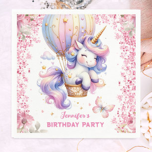 Fairy Unicorn Birthday Girl Pink Cute Paper Napkin