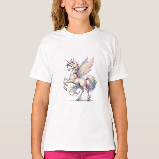 Fairy Unicorn Pastel Purple Pink Blue Glitter T-Shirt (Front)