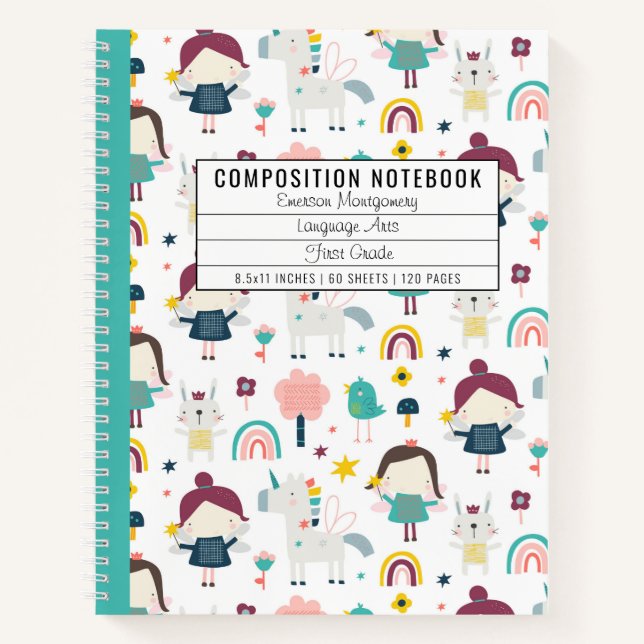 Fairy Unicorn Pattern Kid's Notebook (Front)