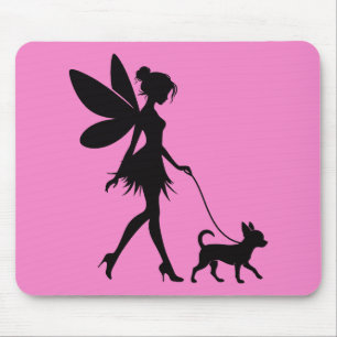 Fairy Walking Chihuahua Mouse Pad
