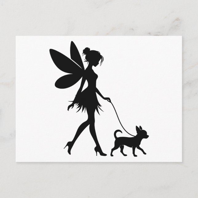 Fairy Walking Chihuahua  Postcard (Front)