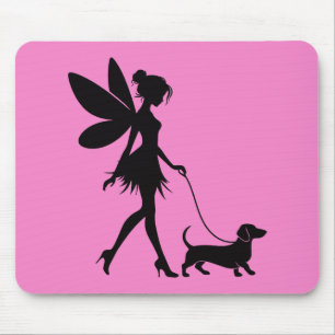 Fairy Walking Dachshund  Mouse Pad