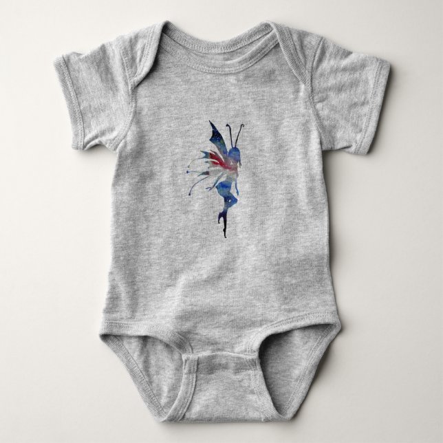Fairy Watercolor Art Baby Jersey Bodysuit, White Baby Bodysuit (Front)