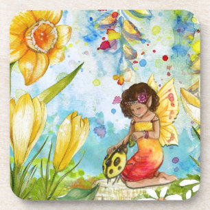 Fairy watercolour illustration whimsical coaster
