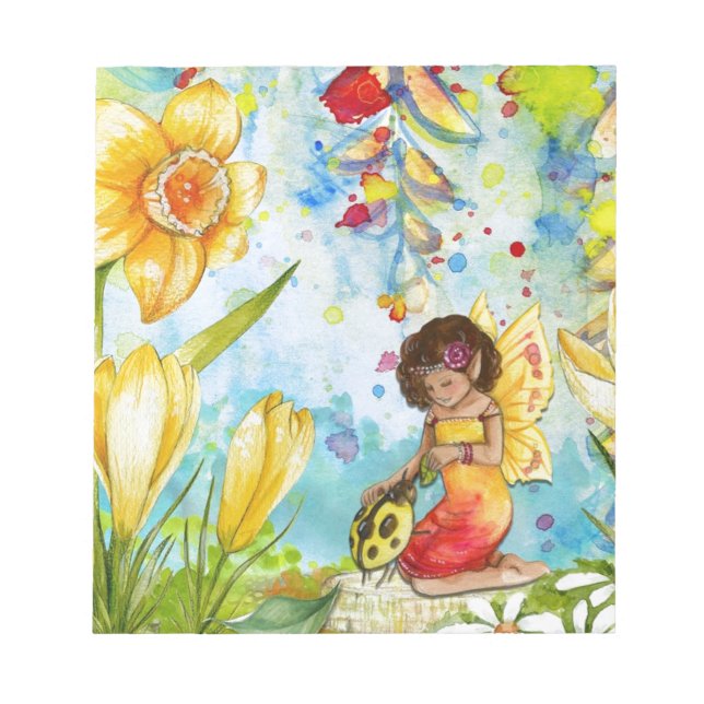 Fairy watercolour illustration whimsical notepad (Front)