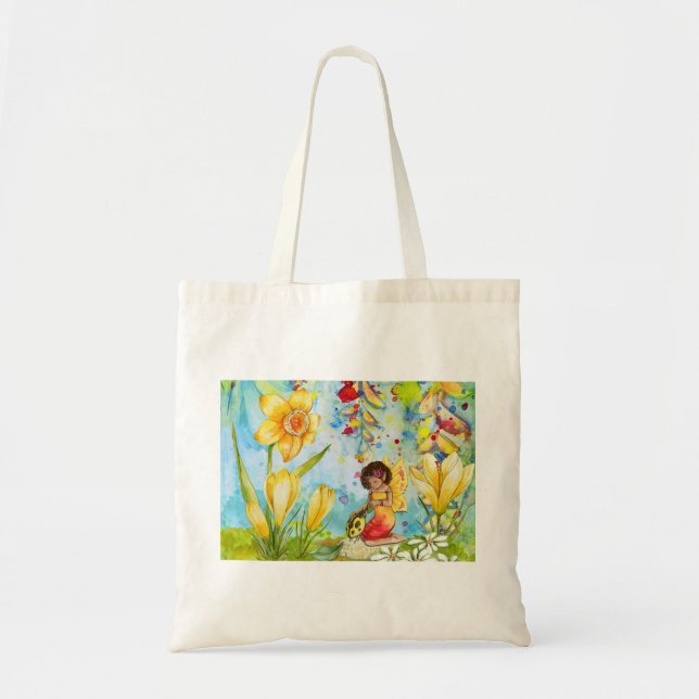 Fairy watercolour illustration whimsical tote bag (Front)