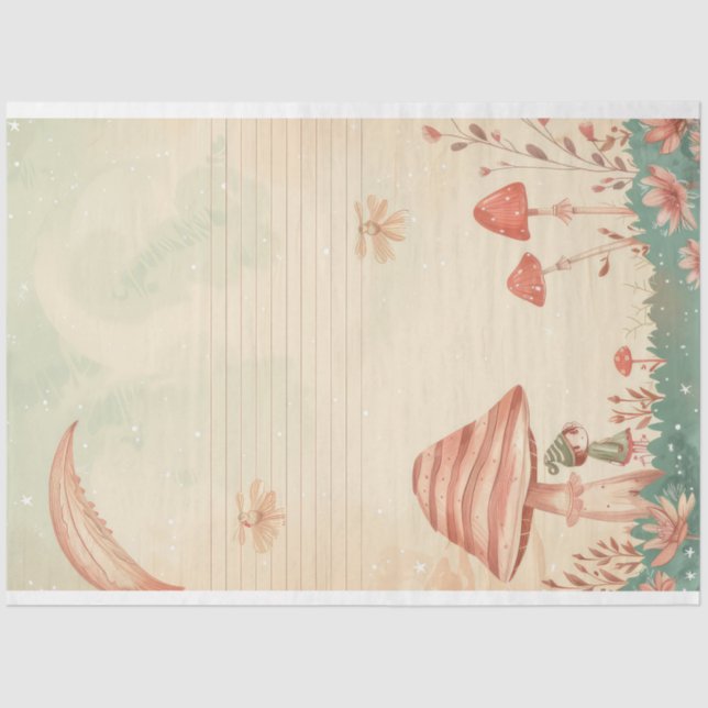 Fairy Whimsical Celestial Aesthetic Mushroom Tissue Paper (Front)
