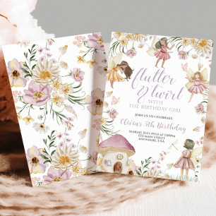 Fairy wildflower birthday invitation