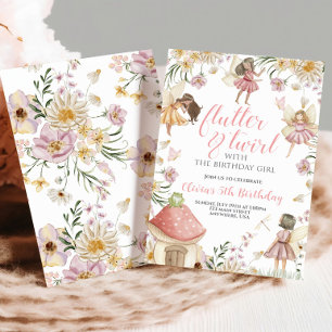Fairy wildflower birthday invitation