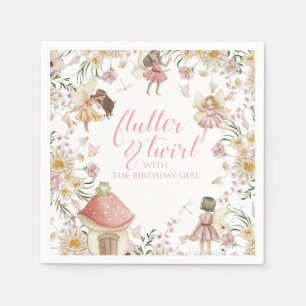 Fairy wildflower birthday napkin
