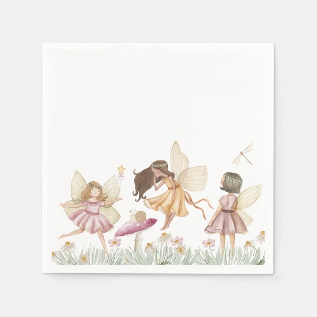 Fairy wildflower birthday napkin (Front)