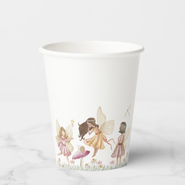 Fairy wildflower birthday paper cups (Front)