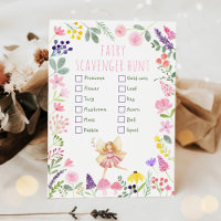 Fairy Wildflower Birthday Scavenger Hunt Game