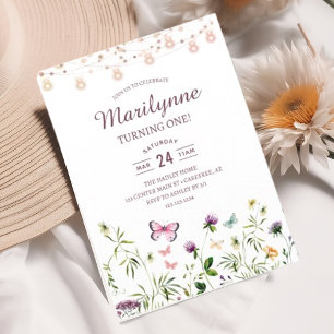 Fairy Wildflower Garden 1st Birthday Invitation