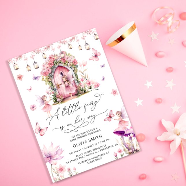 Fairy Wildflowers Pink Baby Shower Invitation (Creator Uploaded)