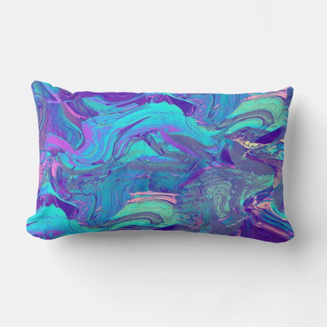 fairy wing artglass - blues and purples : lumbar cushion (Front)