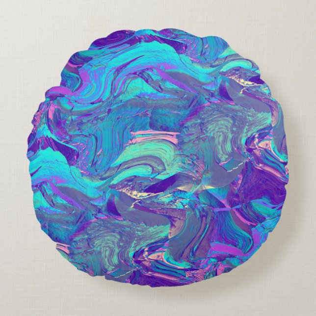 fairy wing artglass - blues and purples : round cushion (Front)