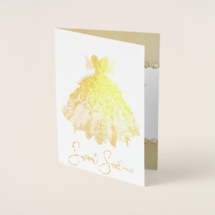Fairy Wing Gown   Gorgeous Golden Fantasy Birthday Foil Card