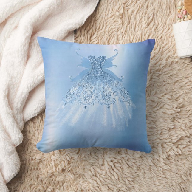 Fairy Wing Ice Gown | Frost Blue Iridescent Sheen Cushion (Blanket)