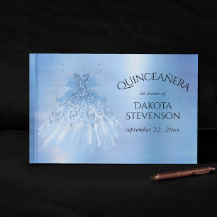 Fairy Wing Ice Gown Frost Blue Iridescent Sheen Guest Book