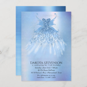 Fairy Wing Ice Gown   Frost Blue Iridescent Sheen Invitation