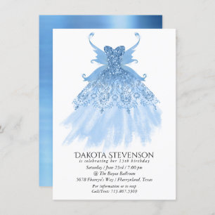 Fairy Wing Ice Gown   Frost Blue Iridescent Sheen Invitation