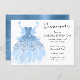 Fairy Wing Ice Gown   Frost Blue Iridescent Sheen Invitation