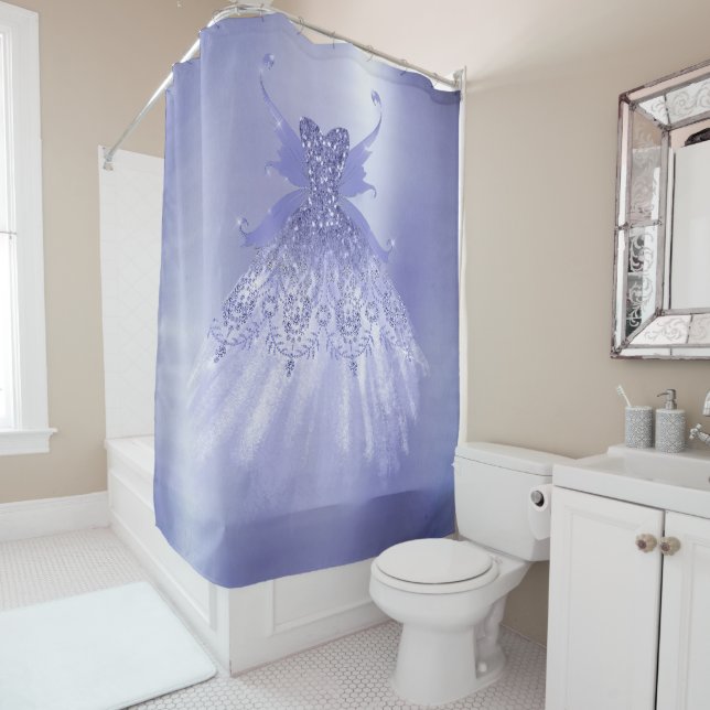 Fairy Wing Lavender Gown | Purple Iridescent Sheen Shower Curtain (In Situ)