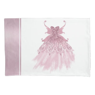 Fairy Wing Mauve Gown   Dusty Rose Pink Sheen Pillowcase