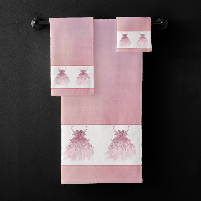 Fairy Wing Mauve Gown | Luxurious Dusty Pink Sheen Bath Towel Set (Creator Uploaded)