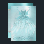 Fairy Wing Mint Gown | Luxe Pearl Green Aqua Sheen Invitation<br><div class="desc">This whimsical fairy princess themed "Sweet Sixteen" birthday party invitation features ethereal magical pixie wings and a luxurious royal ball gown. The gorgeous dark diamond glitter dress brings a funky mystical elegance. 

Add your own text to personalise.</div>