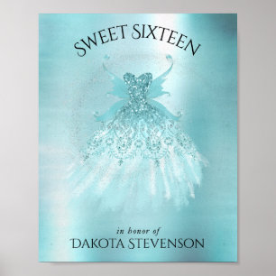 Fairy Wing Mint Gown   Luxe Pearl Green Aqua Sheen Poster