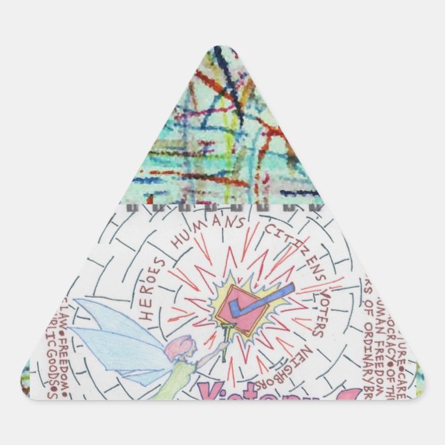 Fairy/Winged Victory 24 Voters Checkmark Starburst Triangle Sticker (Front)