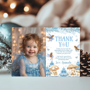 Fairy Winter Wonderland Birthday Photo Thank You Card
